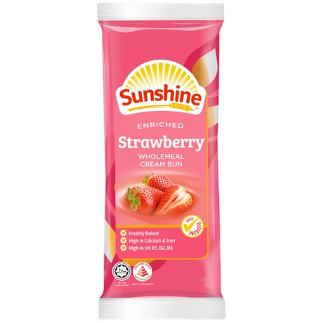Enriched Strawberry Wholemeal Cream Bun