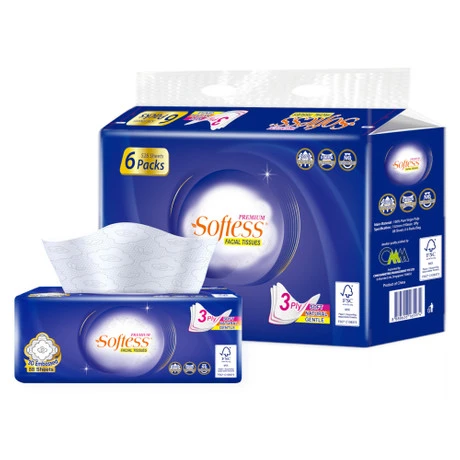 100% Pure Virgin Pulp Softpack Tissue 3 Ply